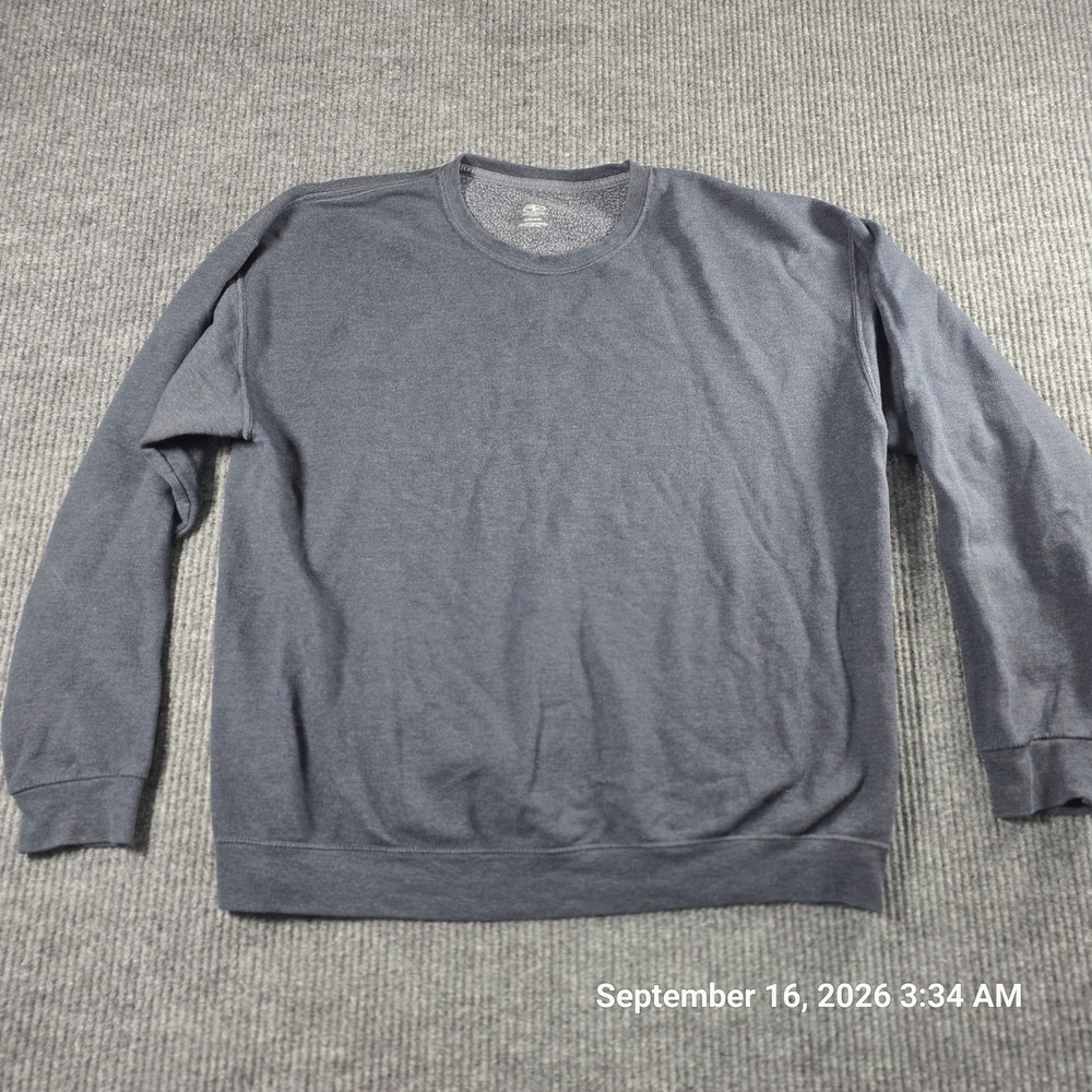 Athletic Works Mens XL Gray Fleece Lined Crewneck Sweatshirt Heathered Gray